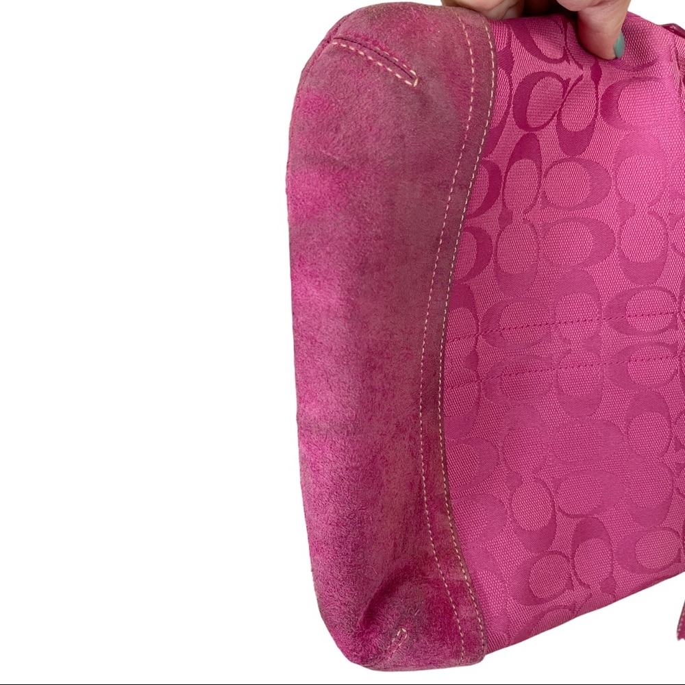 COACH- Pink Logo Fabric Crossbody / Shoulder Bag - Picture 12 of 13